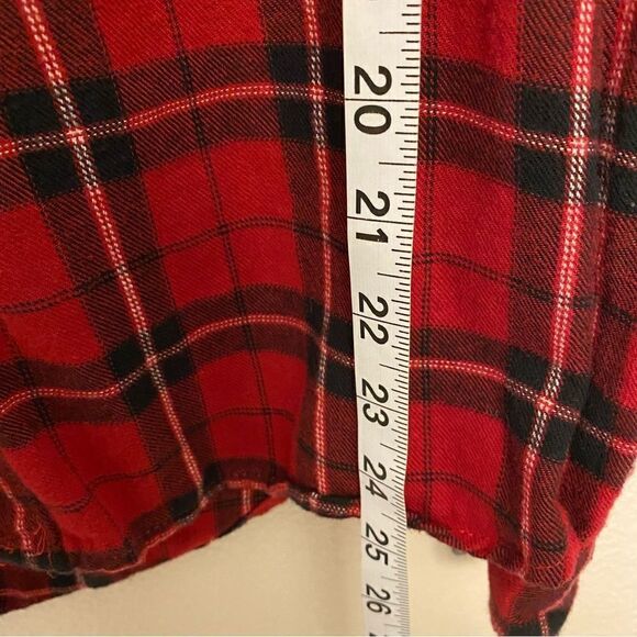 Empyre Zumiez red plaid flannel Cotton button shirts Gray elbow patch M - Picture 4 of 9